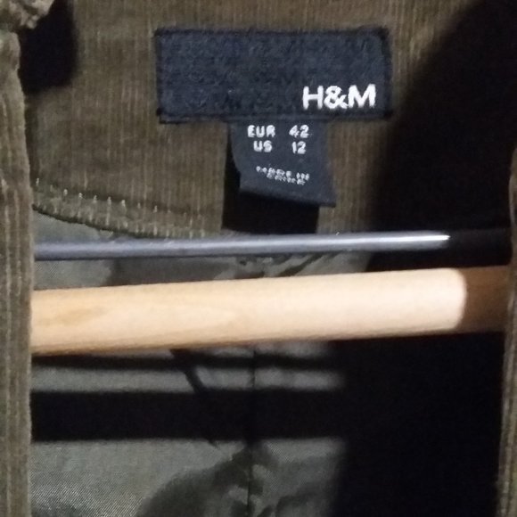 Soft green corduroy military style jacket - Picture 2 of 3